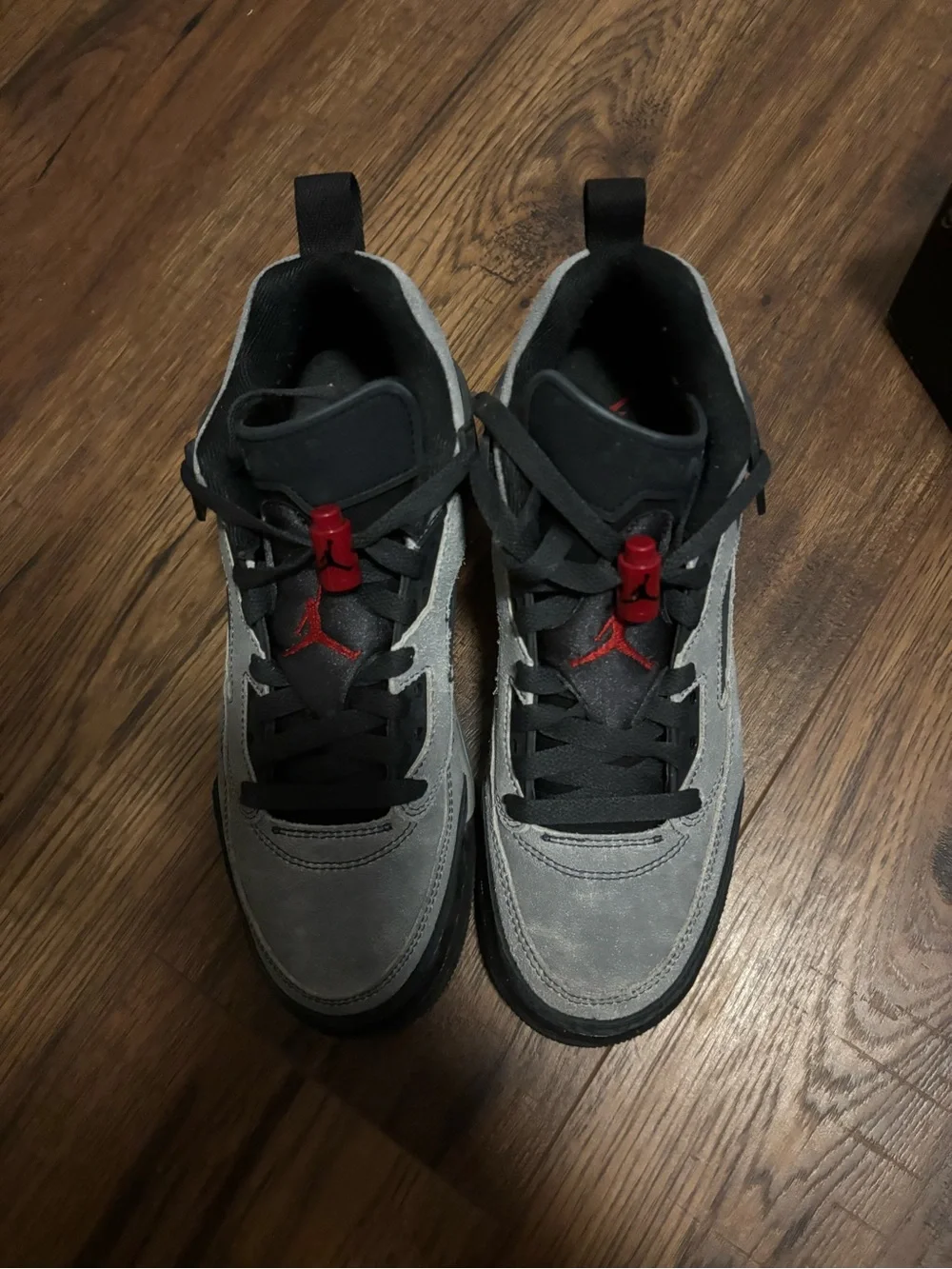 Jordan Grey and Black Sneakers with Red Jumpman Accents